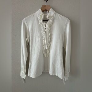 Anne Fontaine white Blouse with Rosette Accents